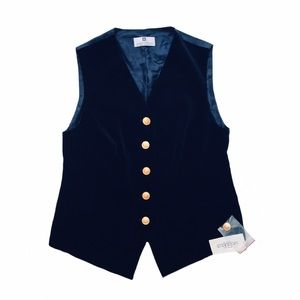 NWT Vintage Givenchy Blue Velvet Gold Button Vest